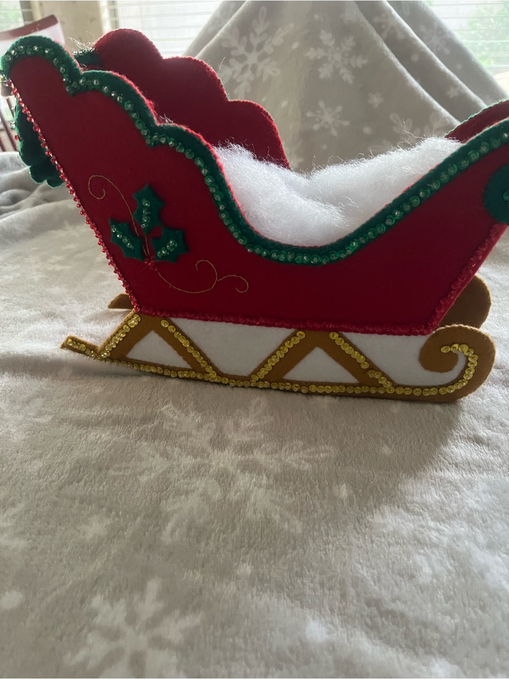 Bucilla Red and Green Felt Holiday Sleigh Decor